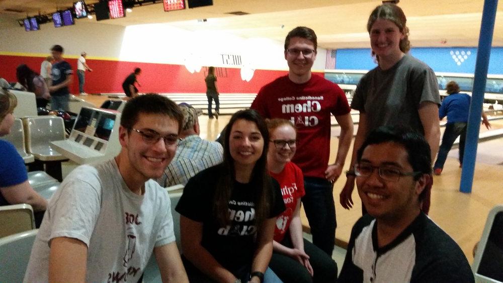 Chemistry students at a bowling alley